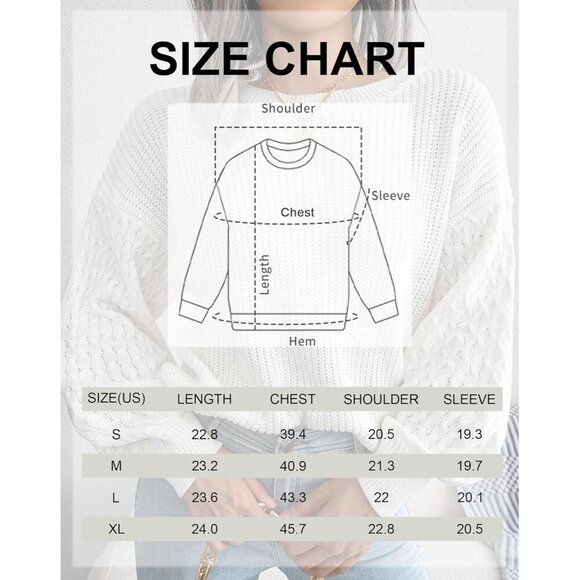 Women's Honeycomb Long Sleeve Sweater Lightweight Crew Neck Knit Pullover - Picture 7 of 7